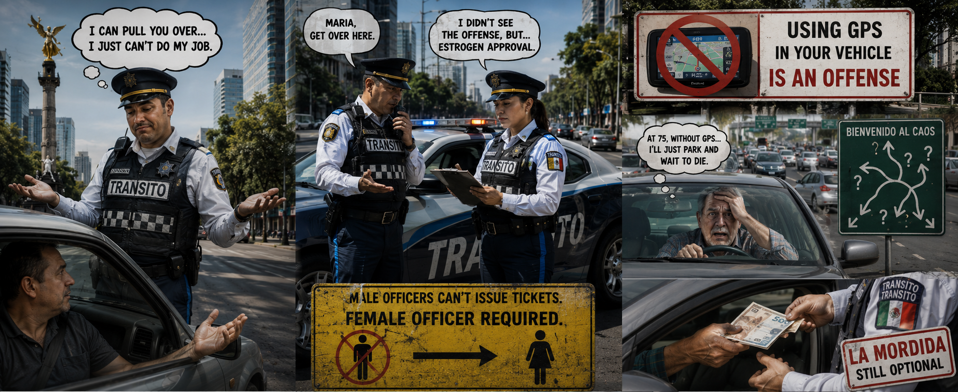 Mexico City Solves Corruption and Lost Drivers with Peak Bureaucracy: "Call a Female Cop" and "GPS is for Gringos"